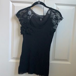 Black blouse with floral detailing